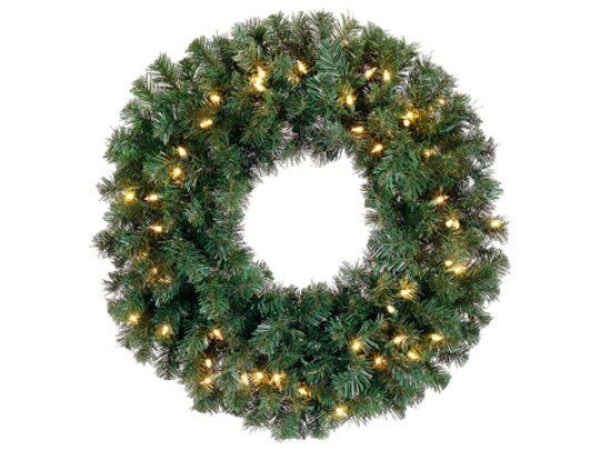 Allstate; Allstate Pre-Lit Deluxe Windsor Pine Small Artificial Christmas Wreath - 12" - Clear Lights; Category:Lighted Christmas Wreaths; Image:1
